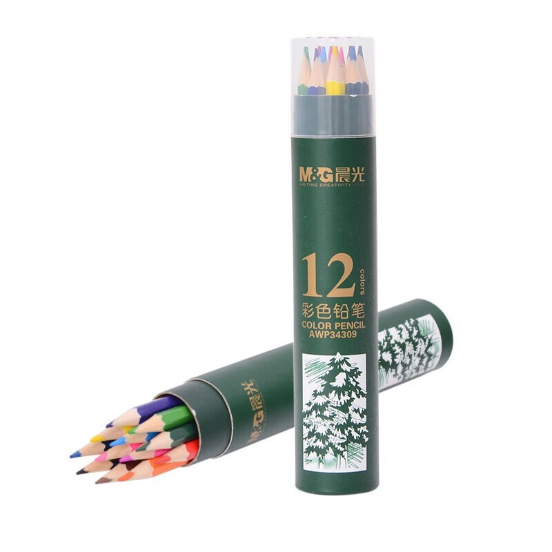 晨光（M&G）彩色铅笔 12色水溶性素描彩笔 画笔手绘美术绘画涂鸦画画 AWP34309 两筒装