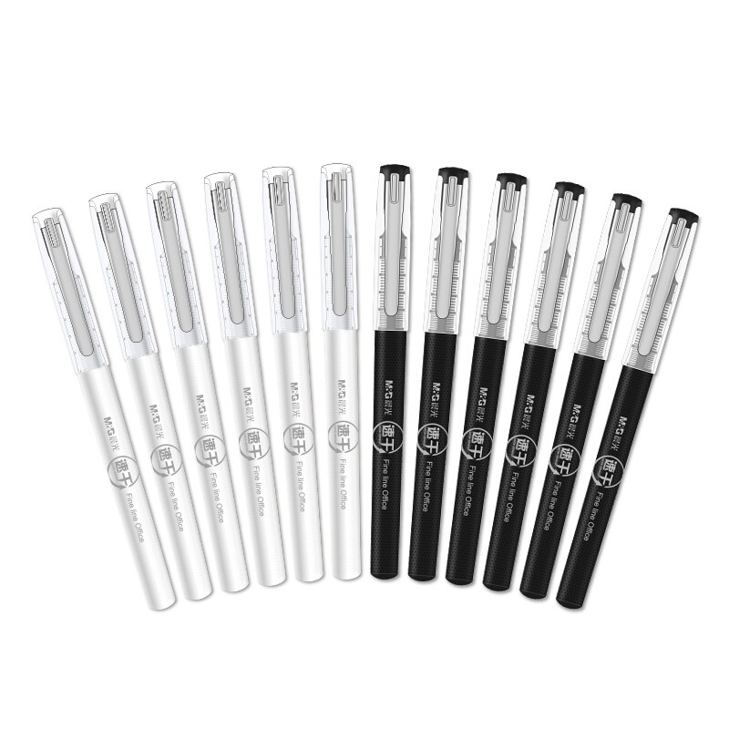 晨光（M&G）中性笔速干全针管直液式0.38mm 签字笔学生文具ARP50904 黑色水笔 144支装 笔杆颜色随机