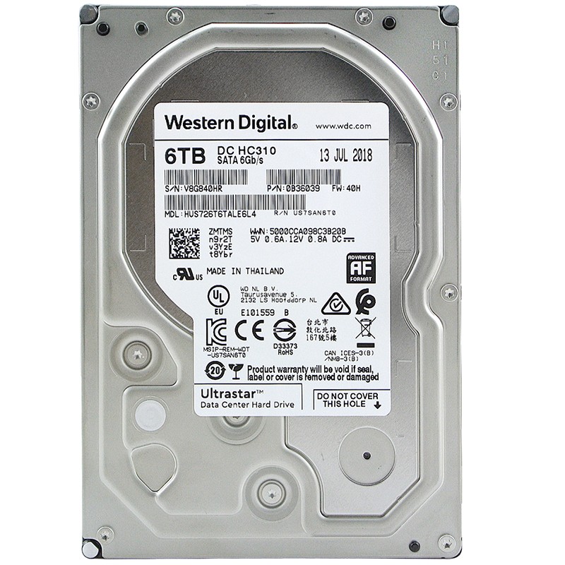 西部数据(Western Digital) 6TB SATA6Gb/s 7200转256M 企业级硬盘(HUS726T6TALE6L4)（企业优选 五年质保）