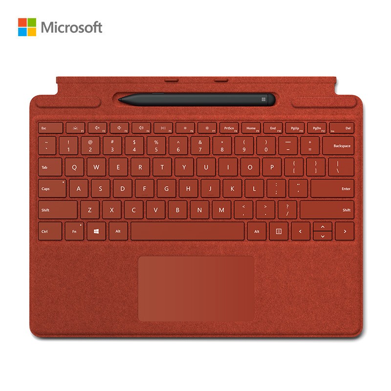微软 Surface Pro X 波比红键盘+Slim Pen 典雅黑超薄触控手写笔 套装
