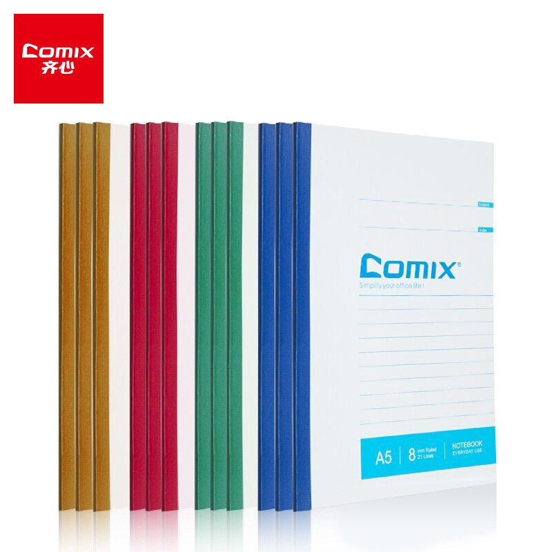 齐心(Comix) A5笔记本子文具办公用品记事本混色装无线装订软抄本40页/12本 C4