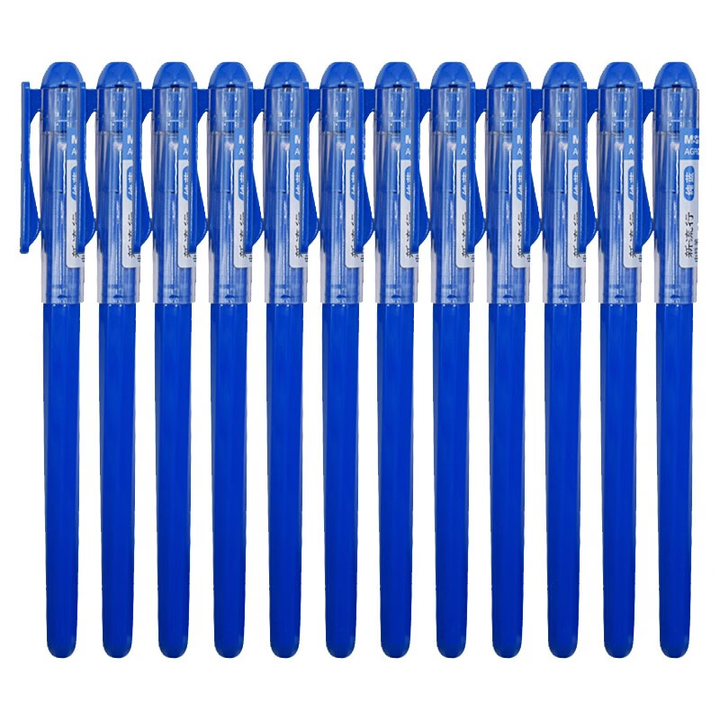 晨光（M&G）新流行手账笔彩色中性笔签字笔水性笔 纯蓝 AGP62403 全针管拔帽款 0.38mm 12支装