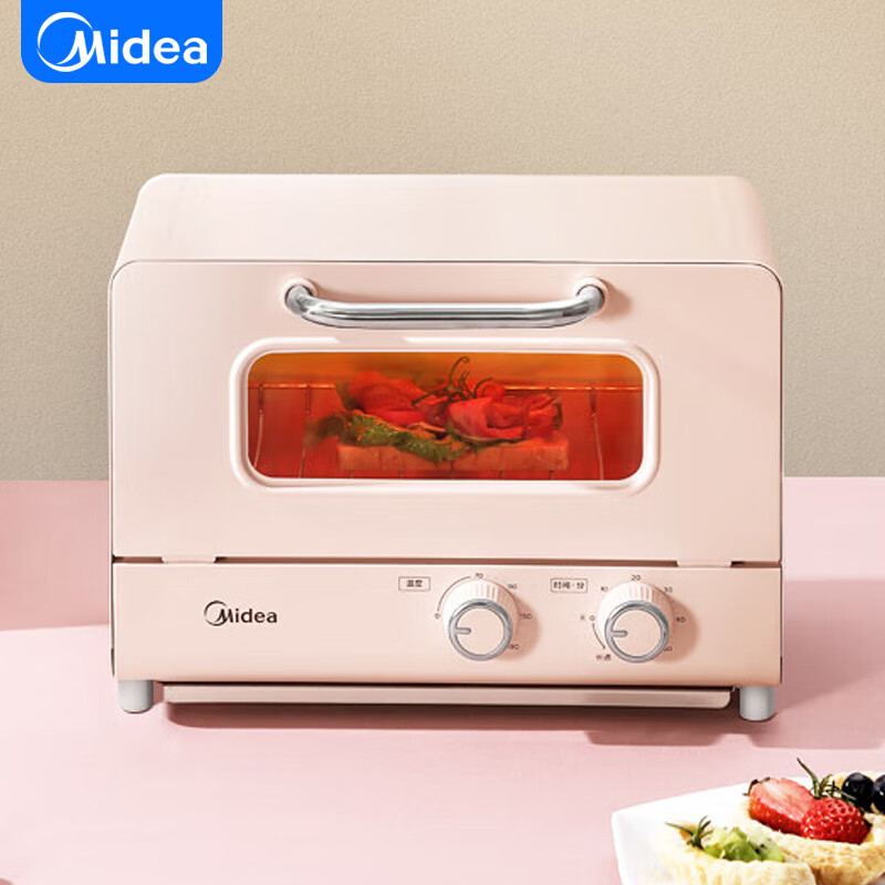 美的（midea） 家用迷你电烤箱 12L 网红烤箱 精准控温 专业烘焙 烘烤电烤箱 PT