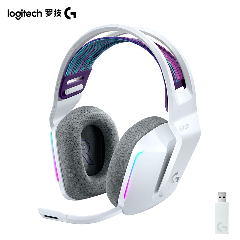 罗技（G） G733 RGB无线电竞游戏耳机麦克风 7.1环绕声 头戴式电脑耳机耳麦 FP