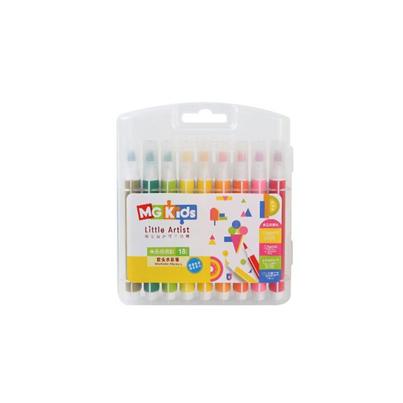 晨光（M&G）水彩笔 三角杆彩色笔Kids食品级软头水彩笔套装18色儿童绘画笔可水洗ZCPN0384