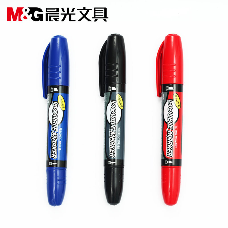 晨光(M&G)MG2110双头记号笔笔物流记号笔防水不易掉色大头笔 红色2盒24支装