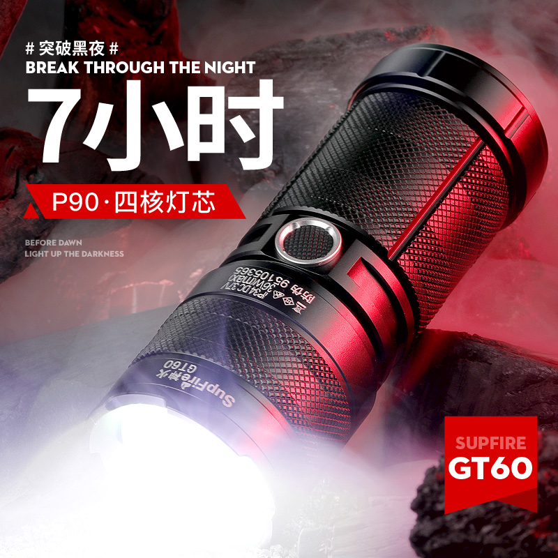 神火（supfire）GT60 强光手电筒超亮远射p90充电式变焦应急户外