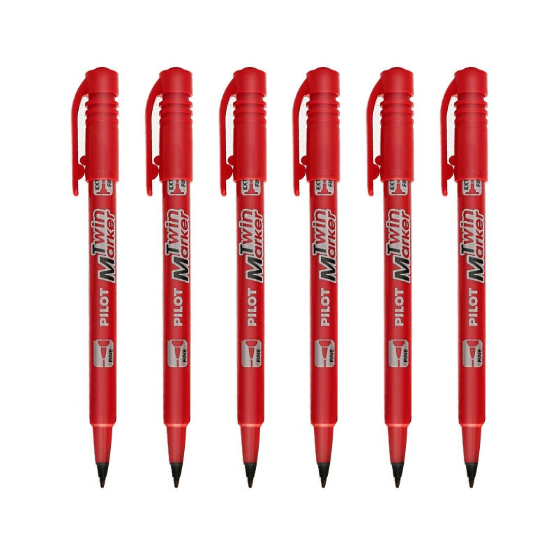日本百乐（PILOT）油性大小双头记号笔彩色绘画马克笔SCA-TM 红色12支装