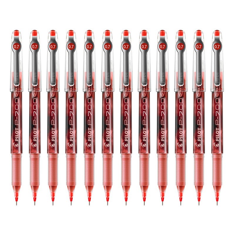 百乐（PILOT）BL-P70-R 0.7mm 考试 / 财务用笔 中性笔顺滑针嘴签字笔 红色 12支装