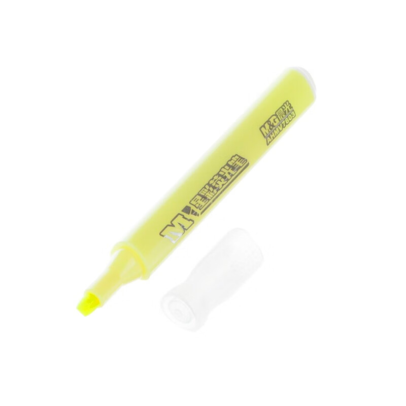 晨光（M&G）荧光笔 记号笔 星彩三角笔杆单头拔帽款彩色笔糖果色笔 AHMV7603 黄色12支装