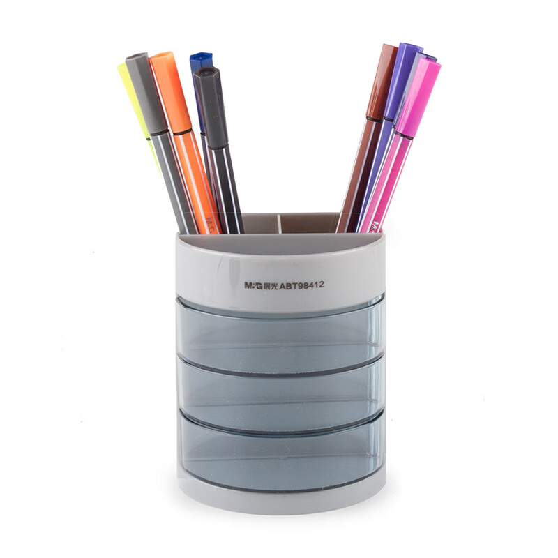 晨光（M&G）ABT98412 笔筒 三层多功能办公笔筒 组合旋转收纳盒 颜色随机 5个装