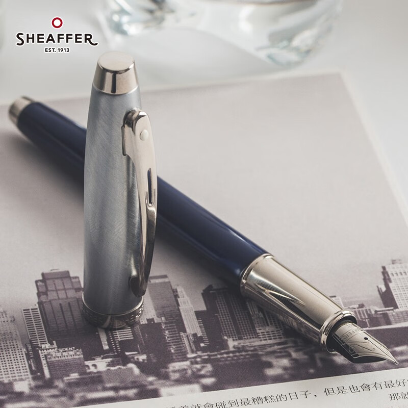 犀飞利（Sheaffer）100系列 钢笔 商务办公练字笔签字笔 生日礼物 钢笔 半透蓝珐