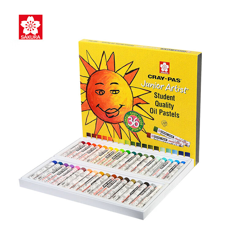 樱花(SAKURA)油画棒蜡笔美术儿童绘画 36色套装小太阳款 XEP-36C