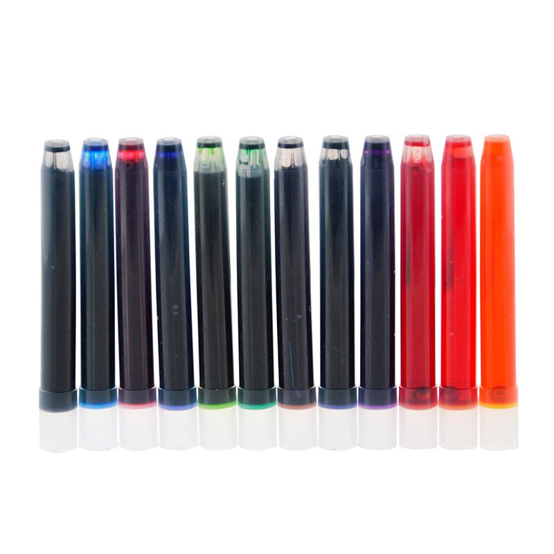 日本百乐（PILOT）平行笔彩色墨胆 日本百乐钢笔水性颜料墨水囊 12色装 IC-P3-AST原装进口（6套）