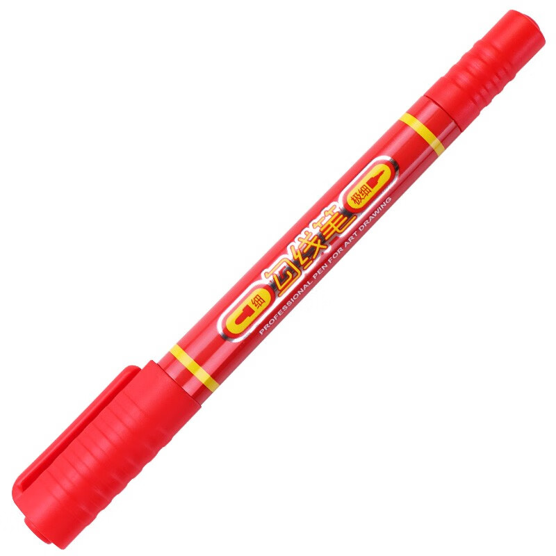 宝克（BAOKE）MP2906 小双头水性速干勾线笔 美术绘画勾线用笔 红色 12支/盒【