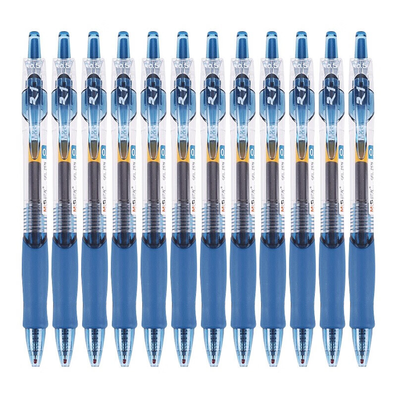 晨光(M&G)文具GP1008/0.5mm墨蓝色中性笔 经典按动子弹头签字笔 办公水笔 12支/盒