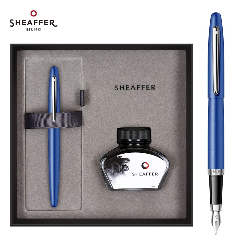 犀飞利（Sheaffer）VFM钢笔套装商务办公 学生 礼品签字笔笔墨套装 磨砂蓝