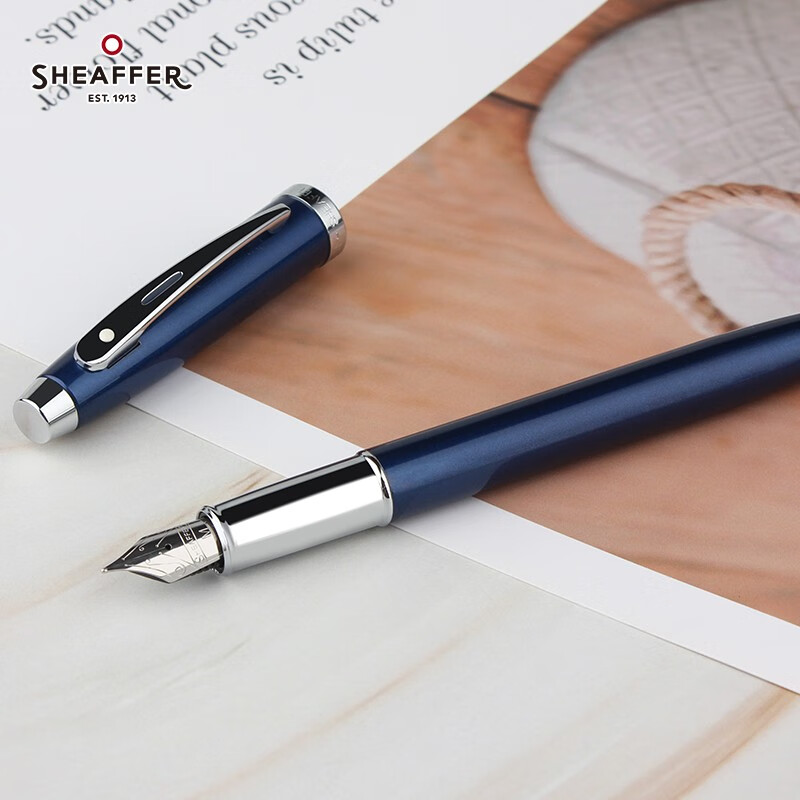 犀飞利（Sheaffer）100系列 钢笔 商务办公练字笔签字笔 生日礼物 钢笔 蓝珐琅白