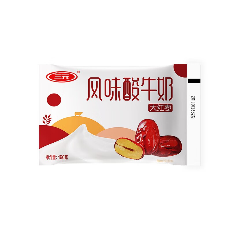 三元 大红枣风味酸奶酸牛奶 160g/袋x15袋/箱低温酸奶