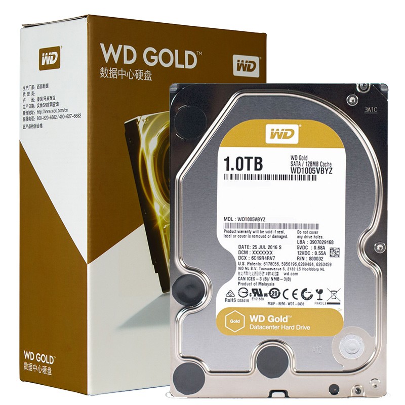 西部数据(WD)金盘 1TB SATA6Gb/s 7200转128M 企业硬盘(WD1005VBYZ)（企业优选 五年质保）