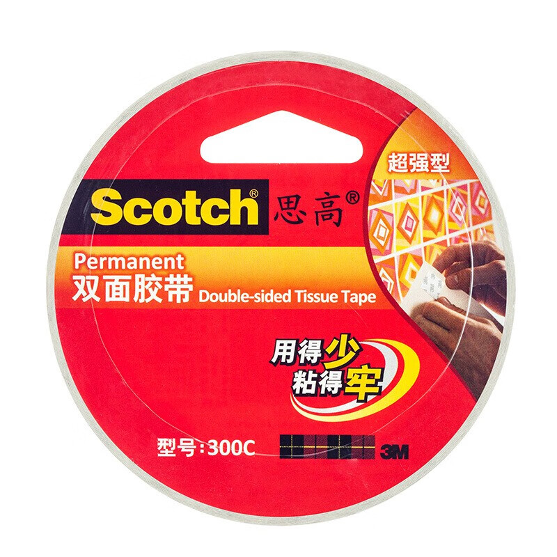  3M 思高 胶带 6卷装 双面棉纸胶带(超强型) 300C-24 24mm*9.5m 办公用品