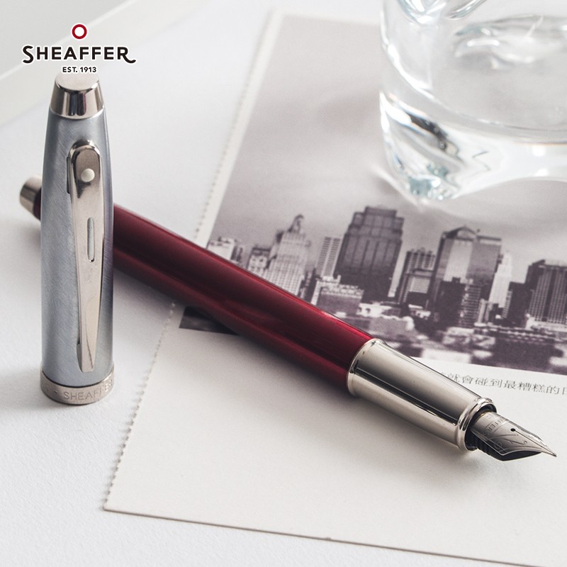 犀飞利（Sheaffer）100系列 钢笔 商务办公练字笔签字笔 生日礼物 钢笔 半透红珐