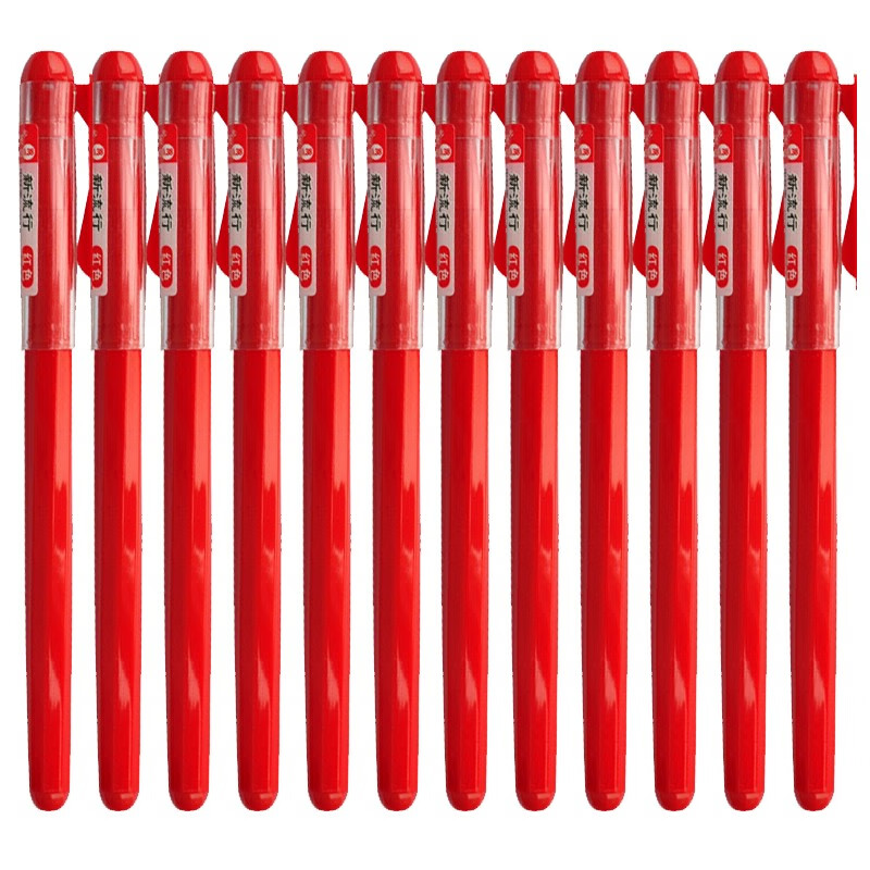 晨光（M&G）新流行手账笔彩色中性笔签字笔水性笔 红色 AGP62403 全针管拔帽款 0.38mm 12支装