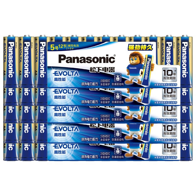 松下（Panasonic）5号五号AA碱性电池12节每卡 全能型适用数码相机玩具遥控器LR6EGC/12SA （5卡装）