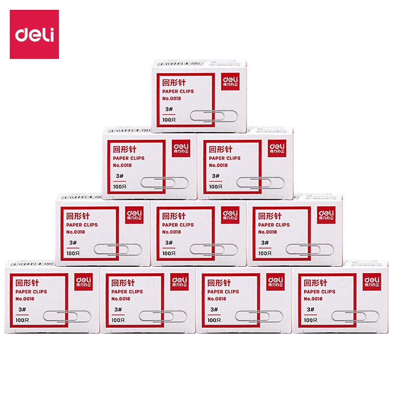 得力(Deli) 0018 回形针29毫米金属原色 100枚/盒