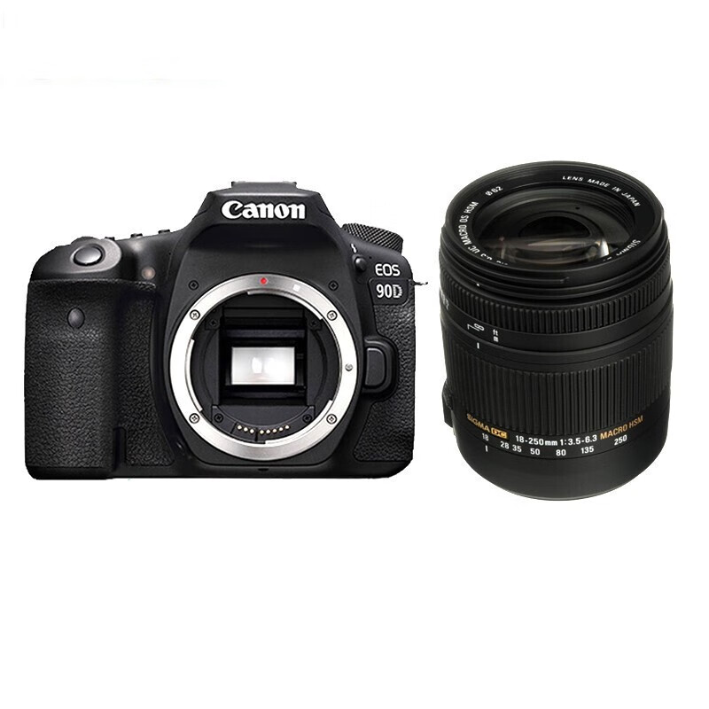 佳能（Canon）EOS 90D Vlog中端数码单反相机 4K拍摄 适马18-250mm 防抖套装 一镜走天下 官方标配两年质保