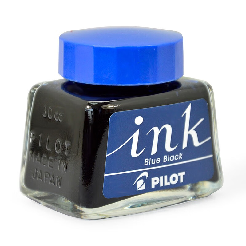 日本百乐（PILOT）非碳素墨水 不堵笔钢笔墨水30ml 蓝黑INK-30-BB原装进口 （5支装)