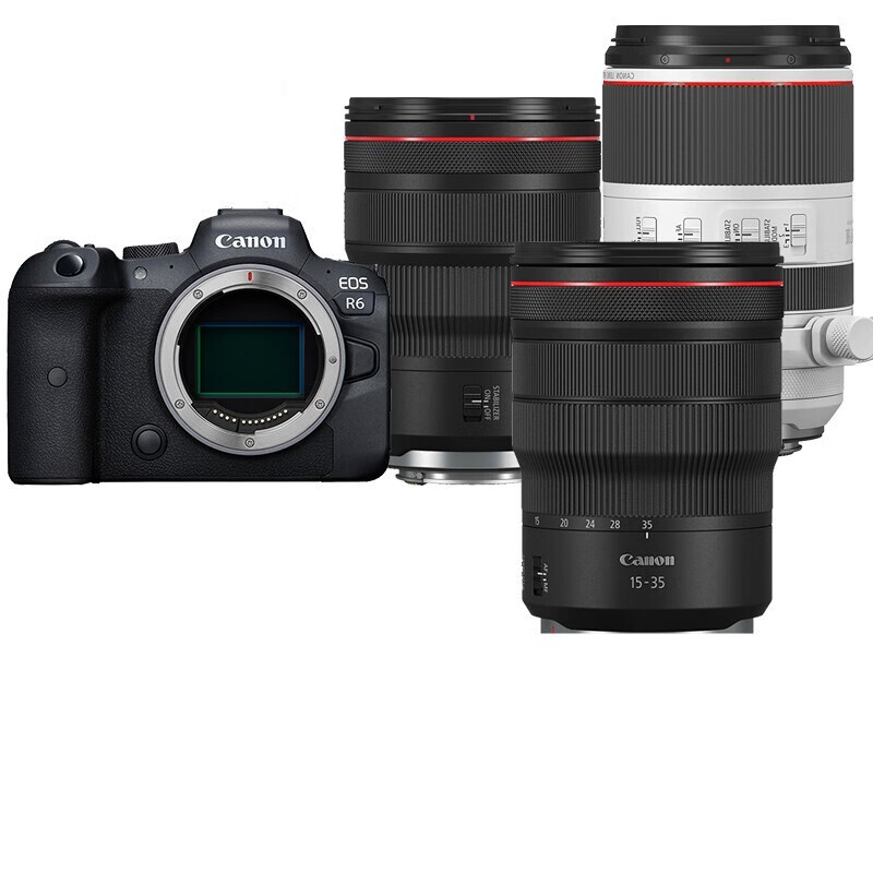 佳能（Canon）EOS R6 全画幅专微 Vlog微单相机 4K拍摄 RF15-35+24-70+70-200 官方标配两年质保