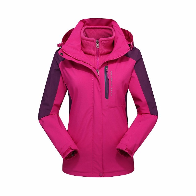 三极户外 TP8388 冬季登山服拼色冲锋衣 女款玫紫色 XXL