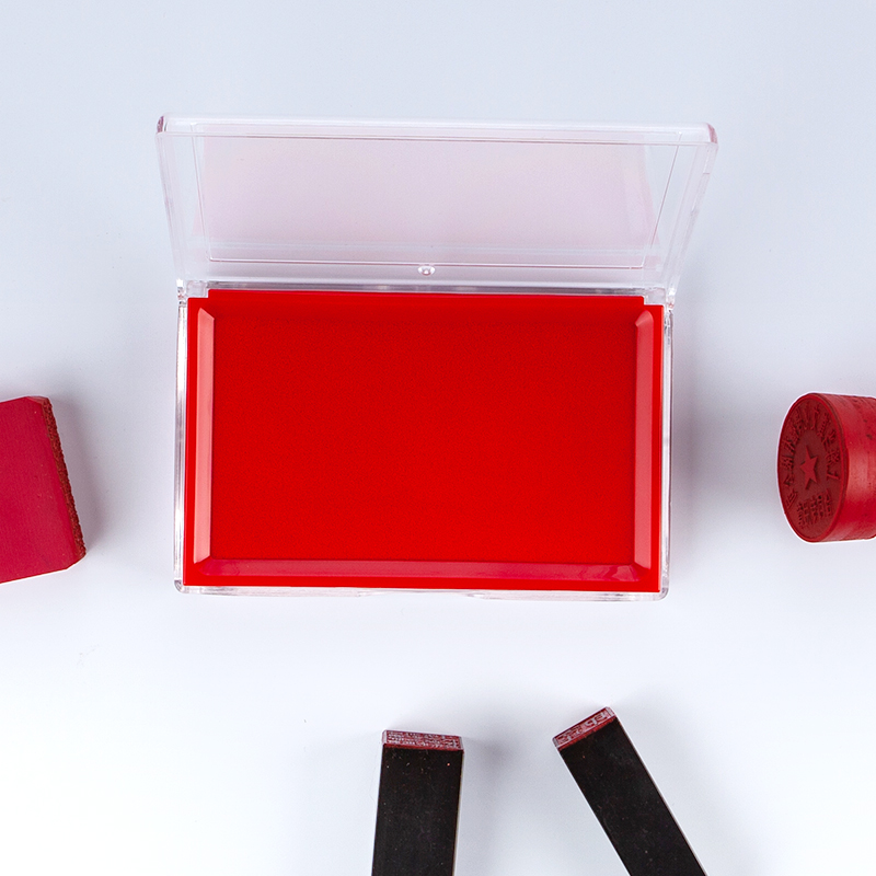 晨光(M&G)文具红色财务专用印台 138*88mm方形透明快干印泥 两个装AYZ97513