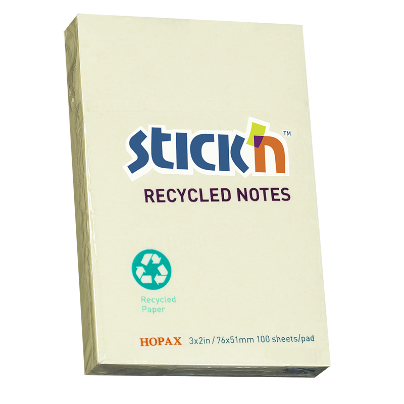 N次贴(stickn) 环保再生纸便条便利贴记事贴留言告事贴 76*51mm.黄色 365