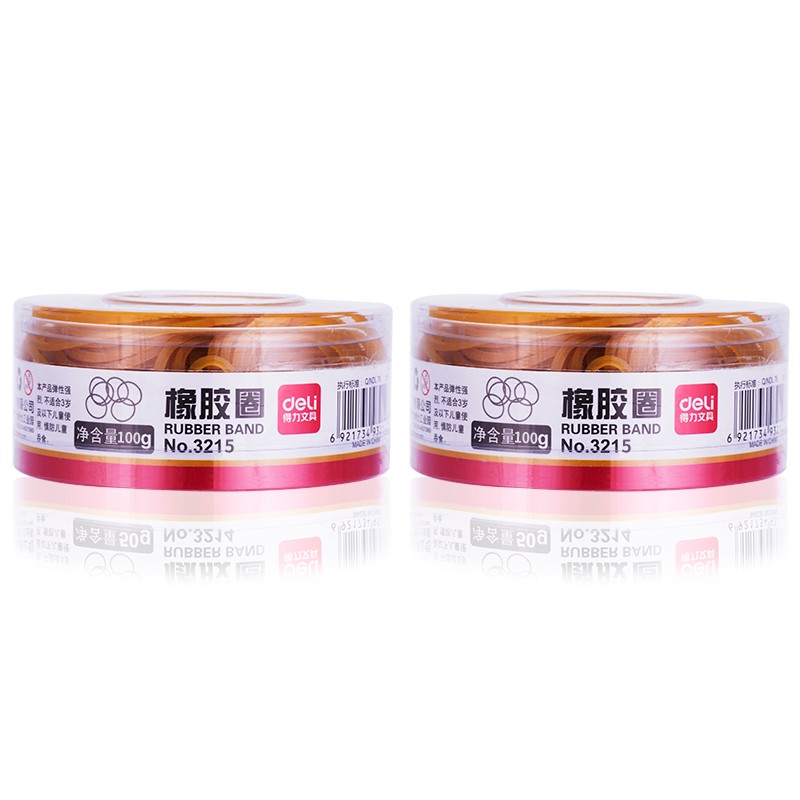 得力(deli)高韧性高强度橡皮筋橡胶圈 反复拉伸不易断 100g/筒 办公用品 3215