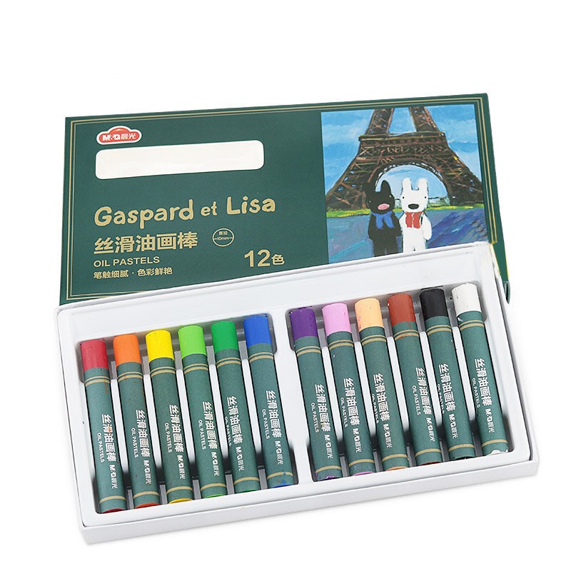 晨光（M&G）油画棒 蜡笔 卡斯波和丽莎丝滑油画笔彩绘棒可水洗12色 儿童小学生套装 QGM90096 单盒装