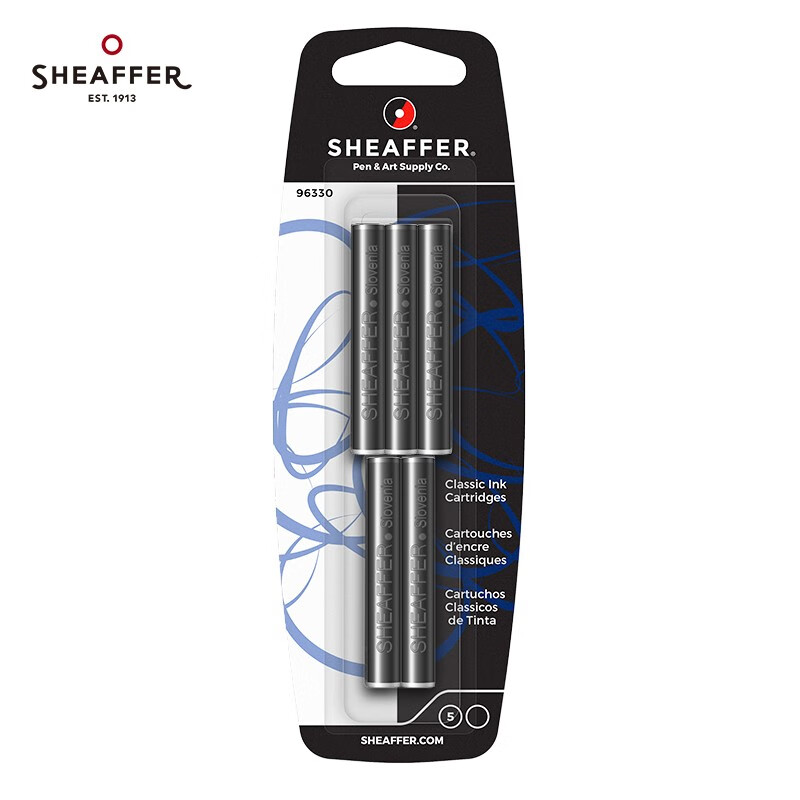犀飞利（Sheaffer）钢笔/宝珠笔配件 钢笔墨水、墨囊、宝珠笔替换笔芯 96330墨囊5只装 黑色
