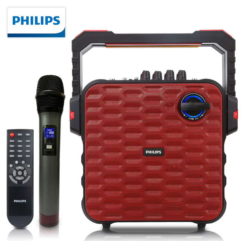 飞利浦（PHILIPS）SD60  杆音响 便携播放器带无线话筒 蓝牙大功率重低音（红色）