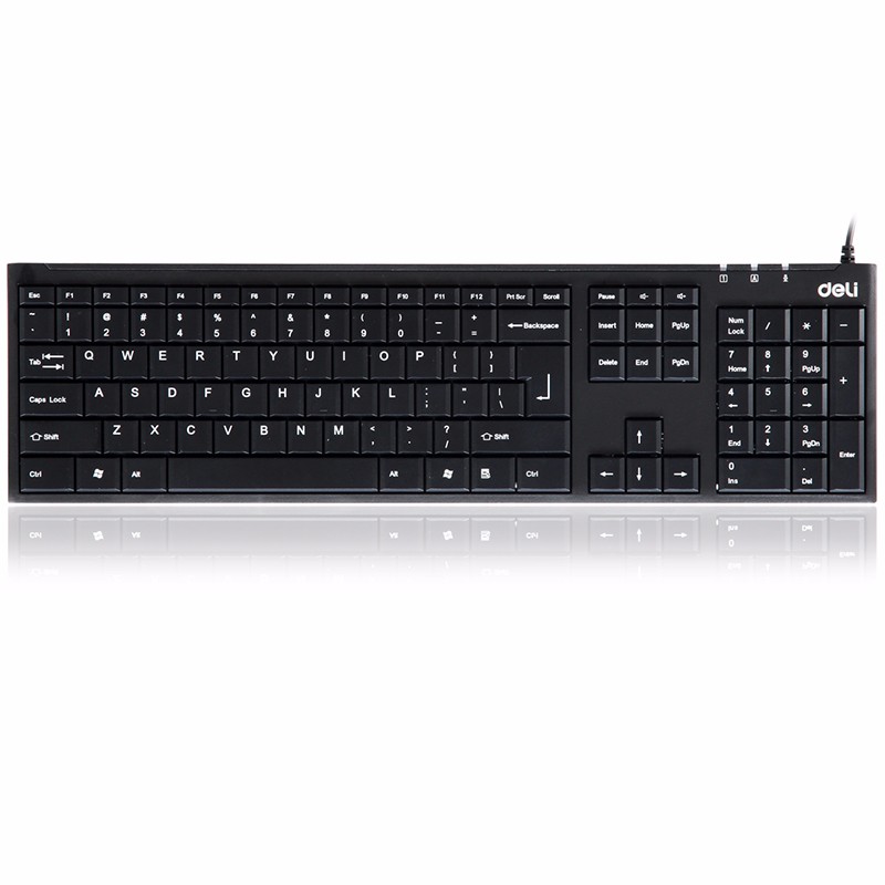 得力有线键盘套装鼠标键盘静音设计防水键盘USB 键盘3712