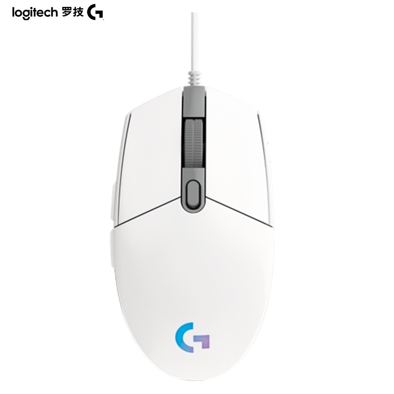 罗技（G）G102 白色 RGB鼠标 轻量化设计 200-8000DPI G102第二代