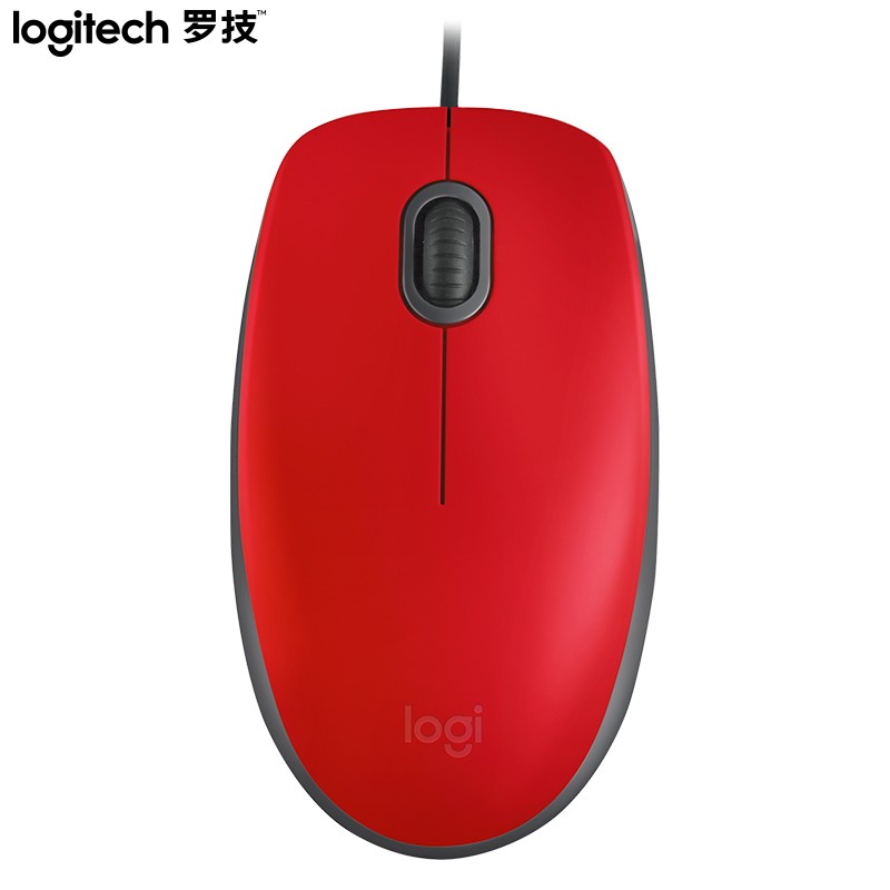 罗技（Logitech）M110 鼠标 有线鼠标 办公鼠标 静音鼠标 对称鼠标 红色