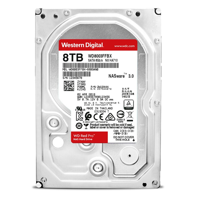 西部数据(WD)红盘Pro 8TB 网络储存硬盘(NAS硬盘/SATA6Gb/s/256M缓存/WD8003FFBX)（企业优选 五年质保）