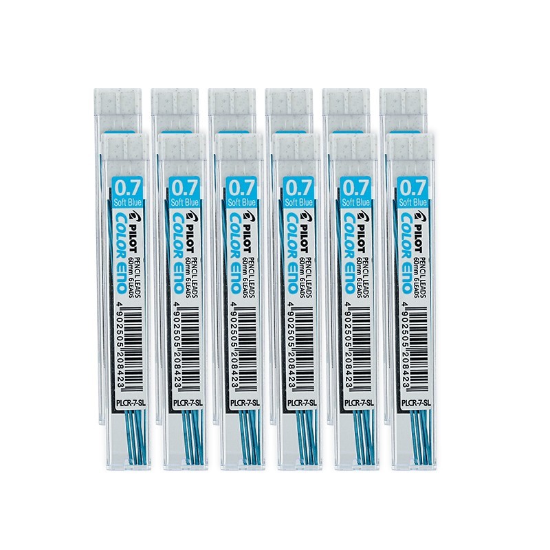 百乐(PILOT)彩色活动铅笔芯自动铅芯0.7淡蓝PLCR-7-SL单盒装（12支）
