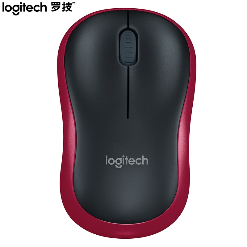 罗技（Logitech）M185(M186) 鼠标 无线鼠标 办公鼠标 对称鼠标 黑色红边