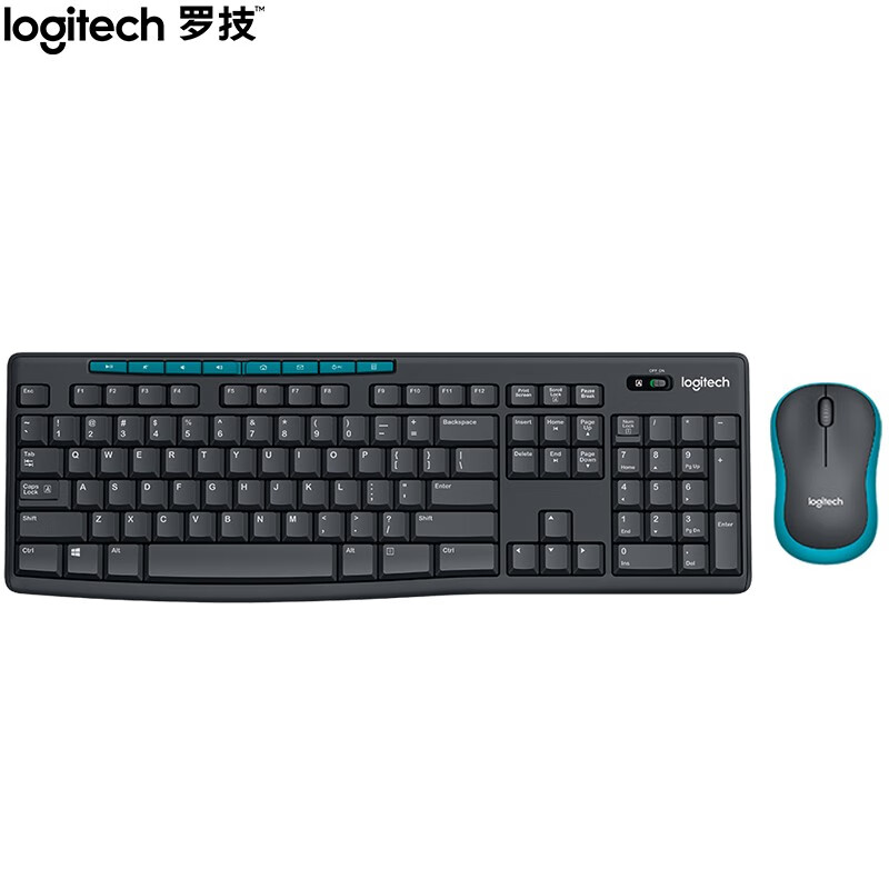 罗技（Logitech）MK275 键鼠套装 无线键鼠套装 办公键鼠套装 全尺寸 黑蓝色 