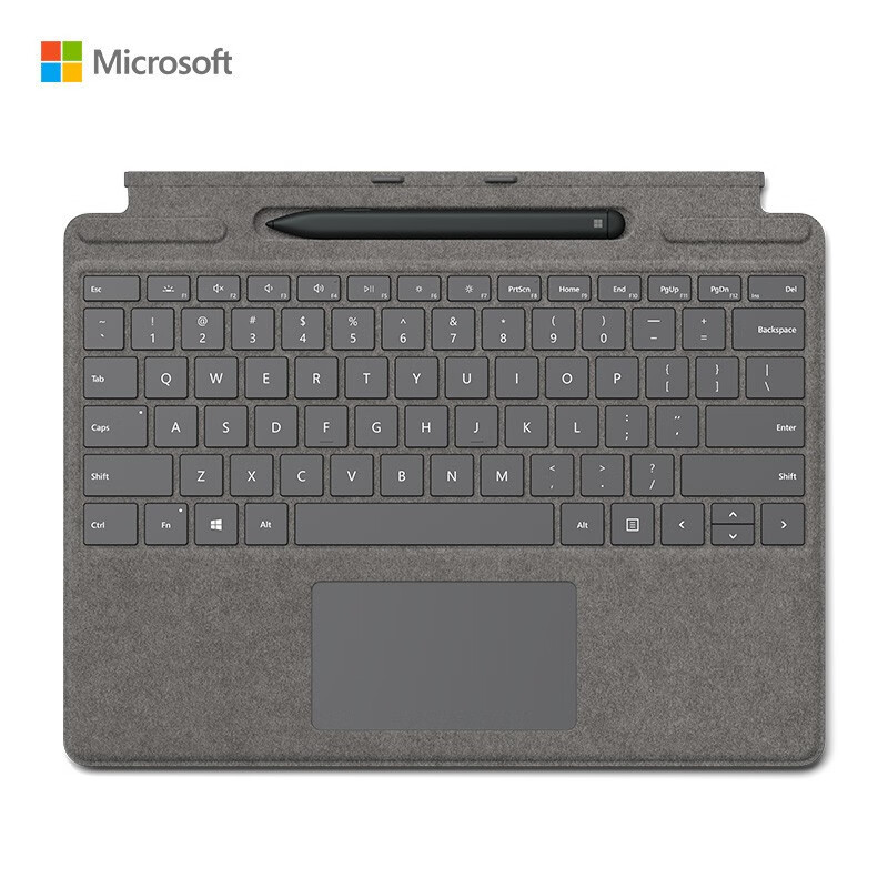 微软 Surface Pro X 亮铂金键盘盖+lim Pen 典雅黑超薄触控手写笔 套装