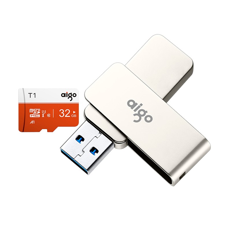 爱国者（aigo）32GB USB3.0 高速金属旋转U盘+32GB高速TF卡（一年包换）