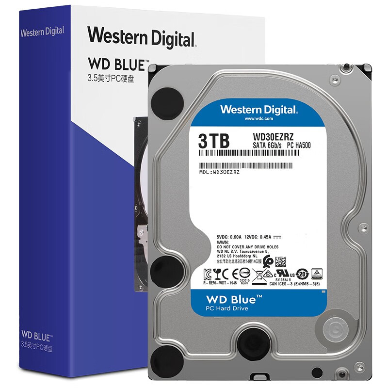 西部数据(WD)蓝盘 3TB SATA6Gb/s 64MB 台式机械硬盘(WD30EZRZ)（2年包换）