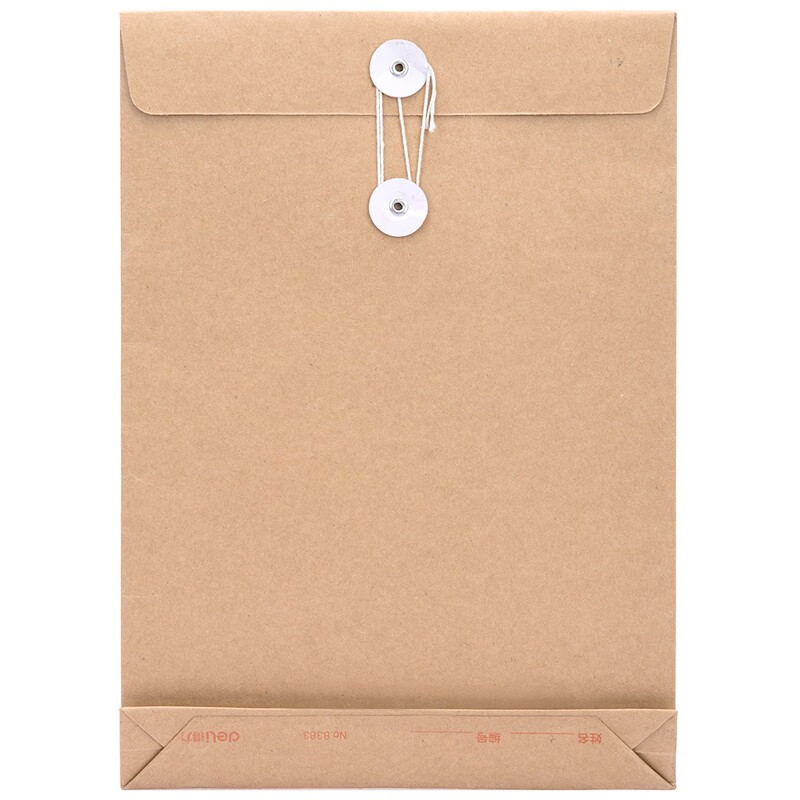 得力（deli）牛皮纸档案袋文件袋资料袋 A4 10个/包 办公用品 8383 背宽30mm【5包装】
